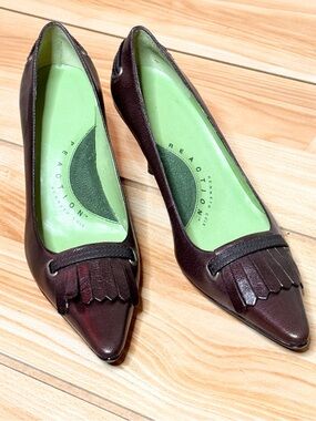 Kenneth Cole Reaction Pointed Fringe Heels in Dark Brown Sz 7